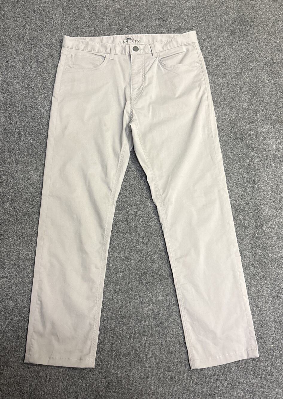 Faherty Movement Pants Mens 31x28 Light Gray 5-Pocket Stretch MBC0030-FOS